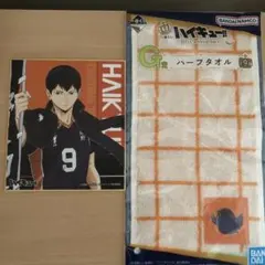 烏野　影山飛雄　ハイキュー‼︎ ミニ色紙/一番くじ ハーフタオル