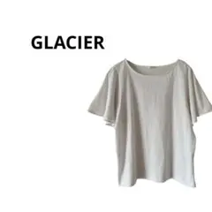 【グラシア】半袖　カットソー　袖フリル　無地　シンプル　ホワイト