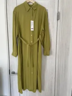 【未使用】UNIQLOＵ　シャイニーレーヨンロングシャツワンピースM