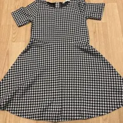 ハウンドトゥース柄 半袖ワンピース