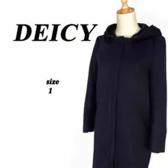 DEICY フルジップ フーデッドコート バックベルト ネイビー1 紺 デイシーのサムネイル