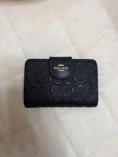COACH 二つ折り財布 ブラック シグネチャー