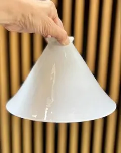 大正ロマン レトロ 電笠 乳白 ウランガラス 照明 アンティーク 古道具　円錐形 大正ロマン レトロ 電笠 乳白 ウランガラス 照明 アンティーク 古道具