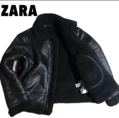ザラ　フェイクレザージャケット　裏ボア　ブラック　フライトジャケットM