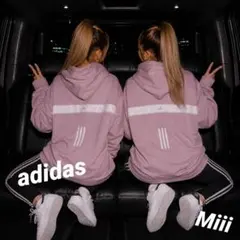 adidas BIGシルエット裏起毛ロング丈パーカー古着薄汚れありおすすめ！のサムネイル