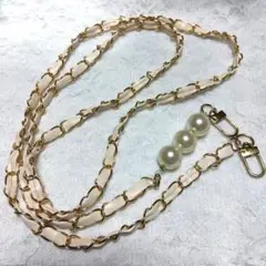 パール装飾付き ショルダーストラップ　スマホ