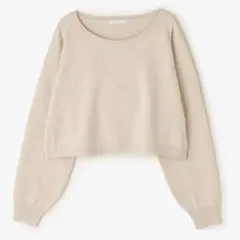 ダイヤ柄ショート丈ニット　プロポーションボディドレッシング　M ベージュ