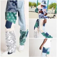 パッチワークデニムパンツ　JADEDLONDON