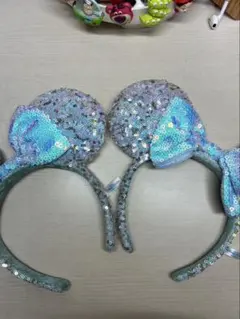 ミッキー型スパンコールカチューシャ　1個から購入可です