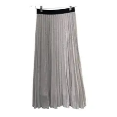 Rag Out プリーツスカート ロング丈（L）シルバー ラメ ウエストゴム