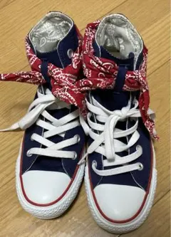 コンバース　ハイカット　ネイビー/レッド　ペイズリー柄