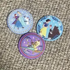 Disney ディズニー 刺繍缶バッジ アナと雪の女王 白雪姫　アラジン