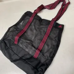adidas メッシュトートバッグ 黒/赤