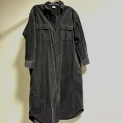 コーデュロイ シャツワンピース ダークグレー