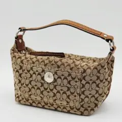 美品 COACH コーチ ハンドバッグ アクセサリーポーチ シグネチャー6044