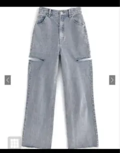 GRLサイドスリットダメージデニムワイドパンツ[gm694]