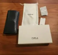 FURLA ダークブルー 長財布 保存袋付き