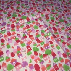 Moonさま専用　おうち柄ピンク系ハギレ　シーチング生地107×112