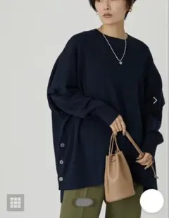 アメリカホリック　サイドボタンポンチョニットベスト　体型カバー　ゆったり　ラフ