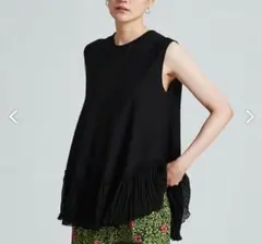 ボールジィ マテリアルコンビ ラッフルスリーブ ワンピース 茶