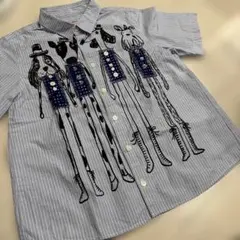 美品】OLLEBOREBLA 豚さん半袖シャツ ブラウス ボタン前開き着丈82 