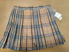 ベージュ系チェック プリーツミニスカート