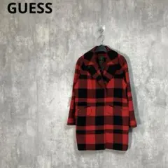 【GUESS】　バッファローチェックチェスターコート　ロングコート　ハーフコート