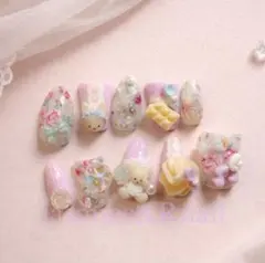 ウィッシュコアネイル キャットネイル&ダックネイル ゴテゴテ 平成女児ネイル