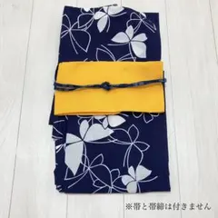 □最高級しじら織浴衣 麻の葉紺□反物染め抜きの抜染□着物着用可