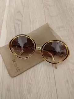 NINA RICCI ブラウンラウンドサングラス ケース付き