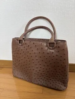 オーストリッチレザー ブラウンハンドバッグ