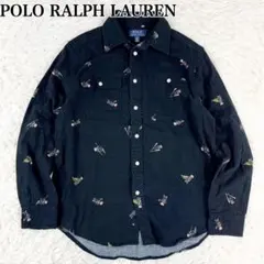 ポロラルフローレン ポロベア Polo Bear 総柄 シャツ ブラック 160