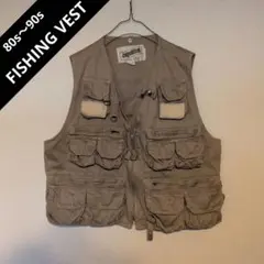 【良デザイン】80s〜90s フィッシングベスト 100%コットン