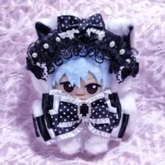 フープ付き　10ー12cm　ぬい服　ちびぐるみ　おすわり　ヘッドドレス　ドット