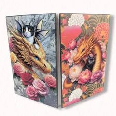 御朱印帳 薔薇金龍と猫 ハンドメイド 蛇腹 和紙 - メルカリ