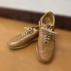 ㉓ BURBERRY バーバリー レザースニーカー うす茶26cm 本革のサムネイル