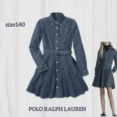 ラルフローレン　ベルテッド コットン デニム シャツドレス　ワンピース　140㎝