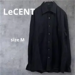 美品　LeCENT レセント　黒　ストライプ 長袖シャツ　ウール　日本製　M