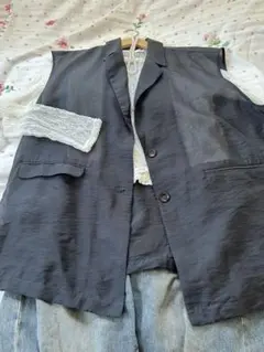 【美品】しまむら リノルーセ シアーテーラーベスト(ダークグレー)