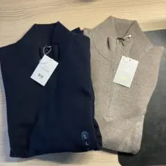 2枚セット売 未使用　試着のみ　カシミアハーフジップセーター　ブラウン&ネイビー