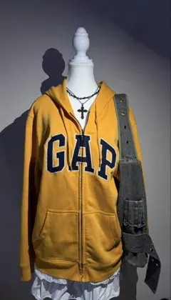 00's GAP イエローフード付きパーカー　y2k