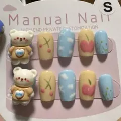 【セツ】 熊ちゃん　3Dアートネイルチップ　付け爪(E0159)
