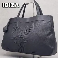 極美品⭐ イビサ トートバッグ パッチワーク レザー シボ革 黒 