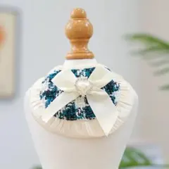 ペット用スタイ 猫犬兼用 スカーフ風 よだれかけ フリル リボンハートフェミニン