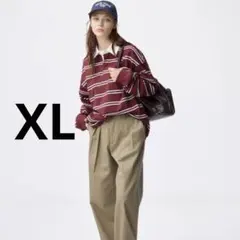 【GU】XL チノバレルレッグタックパンツ　ベージュ　美品