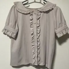 evelyn ベージュピンク フリル付きブラウス 半袖