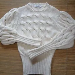 ZARA アイボリー ケーブルニット M