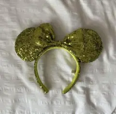 ディズニー　カチューシャ　緑　黄緑　スパンコール
