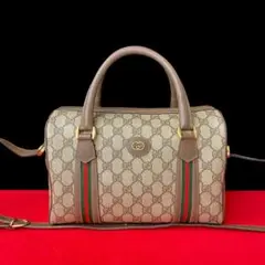 極 美品 オールドグッチ シェリーライン GG レザー 2wayハンドバッグ.