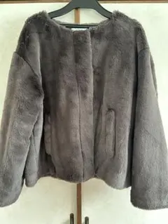 ファーコート ノーカラージャケット